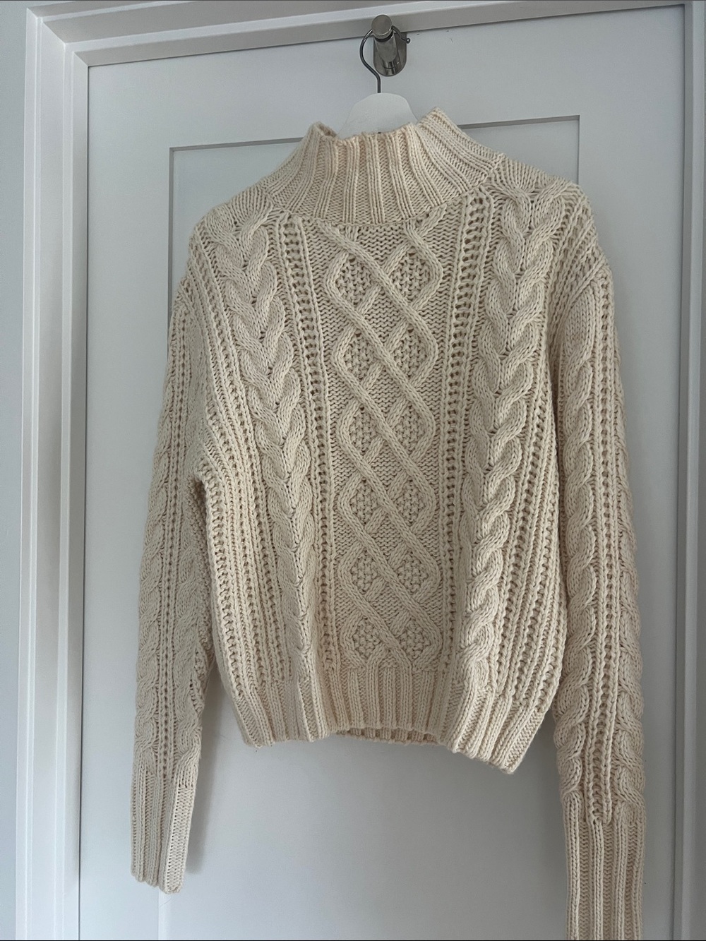 Zara Cream Cable-Knit Turtleneck Sweater